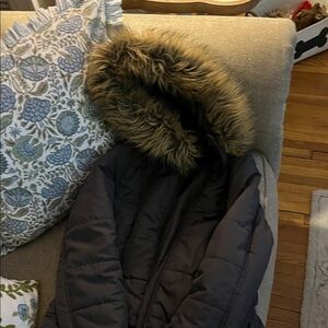 Maralyn & Me Black Jacket with Faux Fur Hood